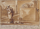 O Bella Giovane, Fortunato Duranti (Italian, 1787–1863), Pen and brown ink, brush and brown wash